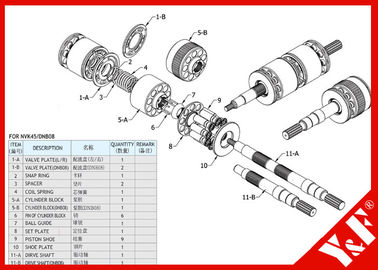 comprar El excavador NVK45 de Kawasaki/la pompa hydráulica de DNB parte alta presión y larga vida online manufacture