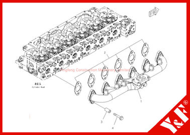 El excavador de KOMATSU de la maquinaria de construcción parte el motor 6D102 del múltiple de extractor PC200-8 6754-11-5110
