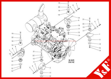 Soporte de motor del excavador PC200-8/amortiguador de choque de goma del amortiguador del motor 20Y-01-12 20Y-01-12222